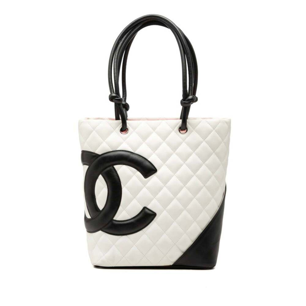 CHANEL Black Leather Logo Tote Bag